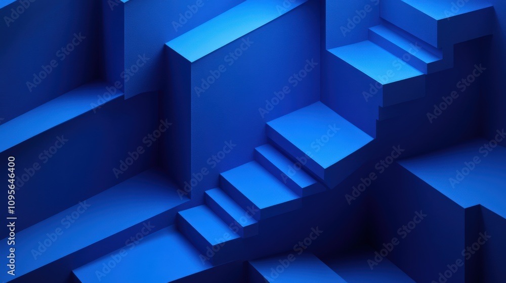 Dynamic Blue Geometric Stairs: Abstract Architectural Design Dynamic Blue Geometric Stairs: Abstract Architectural Design