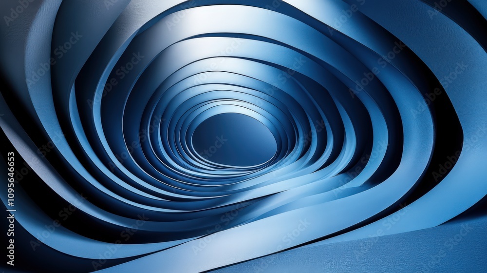 Fototapeta premium Mesmerizing Abstract Blue Tunnel with Smooth Curves and Depth Illusion
