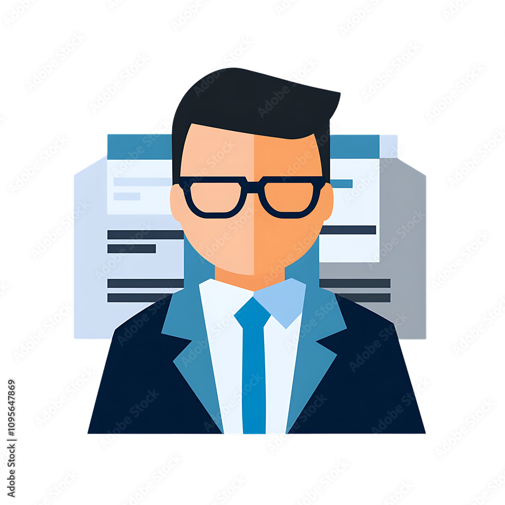 Businessman with Documents and Data Analysis Background Businessman with Documents and Data Analysis Background