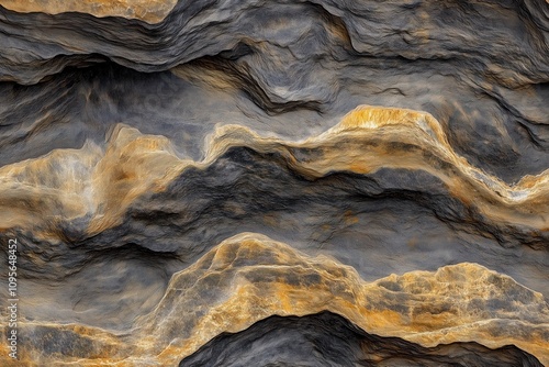 Texturas realistas de pedras e padrões geológicos abstratos, apresentando ondulações e camadas naturais, criadas com IA generativa.