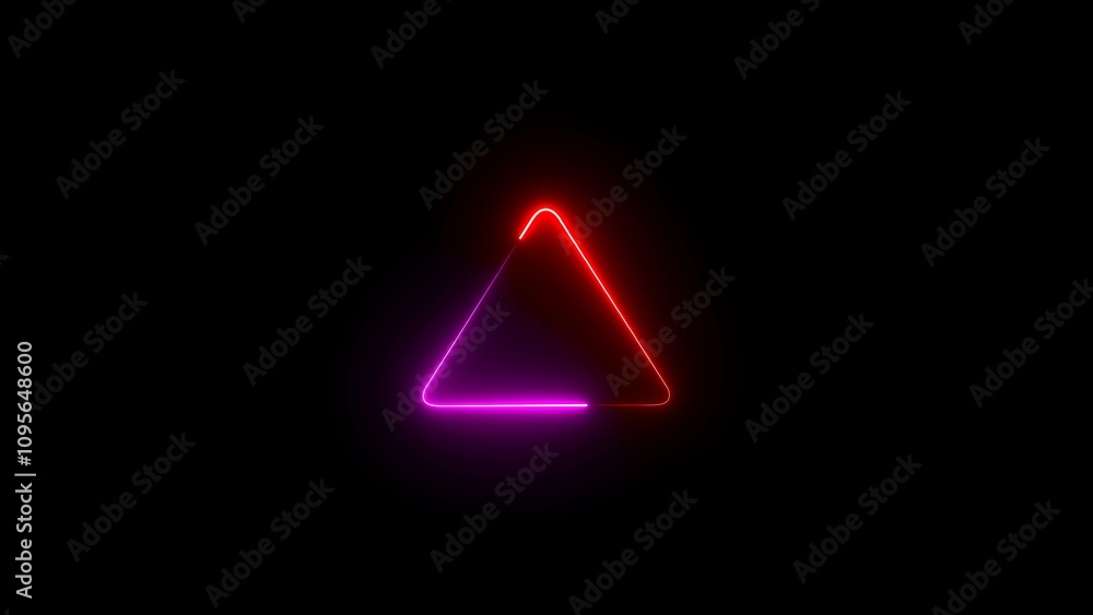 Neon triangular frame. Neon triangular frame.