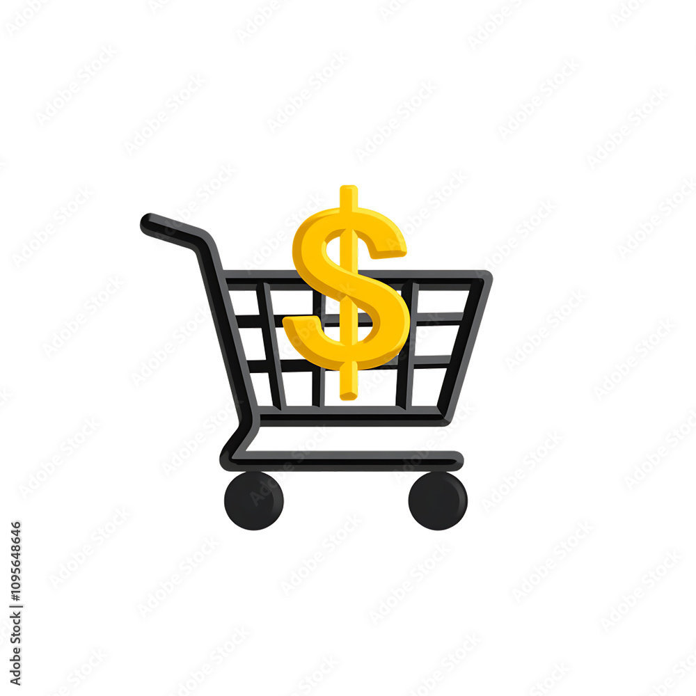 Shopping Cart with Dollar Sign Icon for E-Commerce Shopping Cart with Dollar Sign Icon for E-Commerce