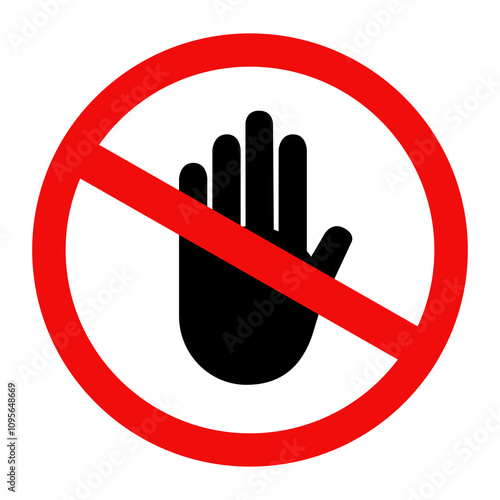 Simple stop roadsign with big hand symbol or icon vector illustration.