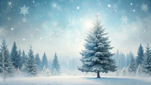 Wallpaper Mural Winter Wonderland Majestic Snow-Covered Evergreen Tree in a Frosty Forest Scene Torontodigital.ca