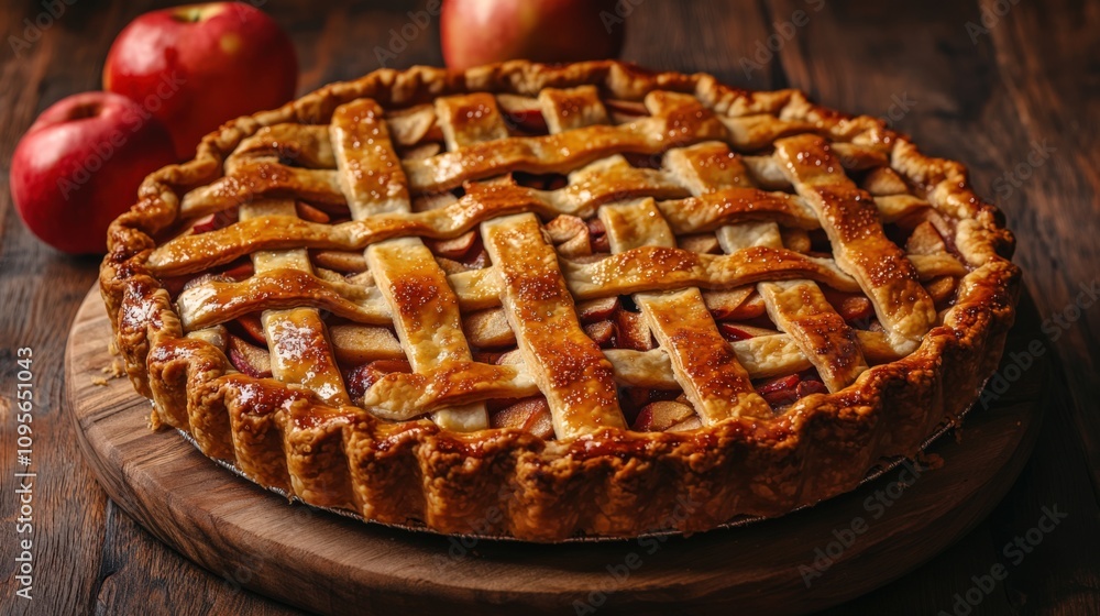 Delicious Homemade Apple Pie with Golden Lattice Crust Delicious Homemade Apple Pie with Golden Lattice Crust
