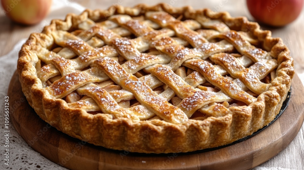 Delicious Homemade Apple Pie with Lattice Crust and Cinnamon Sprinkles Delicious Homemade Apple Pie with Lattice Crust and Cinnamon Sprinkles