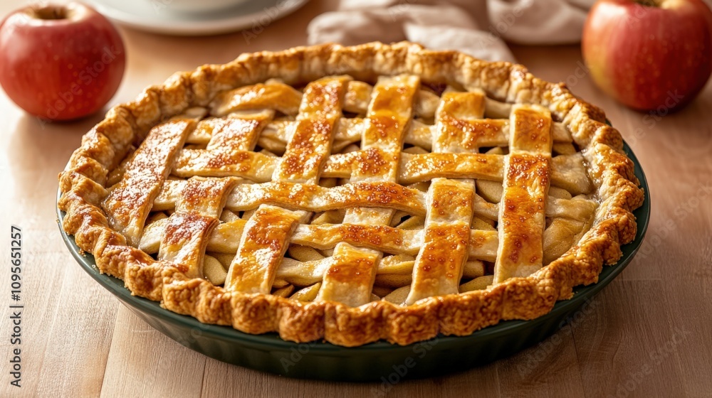Delicious Homemade Apple Pie with Lattice Crust and Fresh Apples Delicious Homemade Apple Pie with Lattice Crust and Fresh Apples