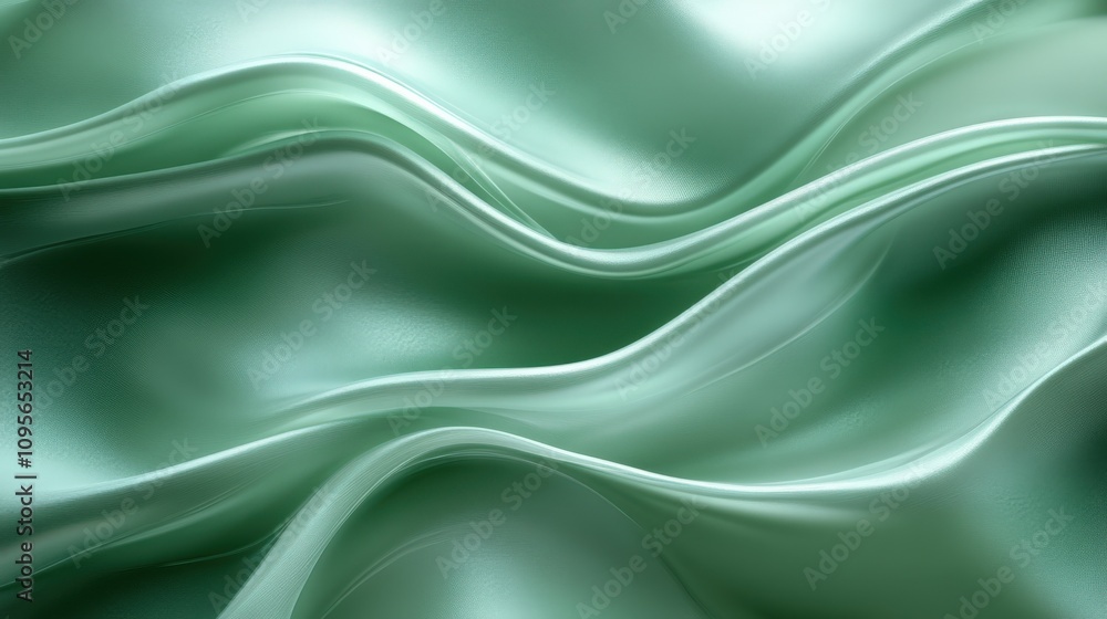 Obraz premium Elegant Flow of Mint Green Satin Fabric in Soft Waves