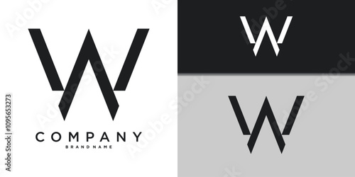 Letter W minimal logo icon design template elements. Premium Vector