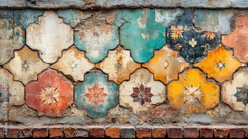 Vibrant Vintage Tiles: A Mosaic of Colorful Patterns and Textures
