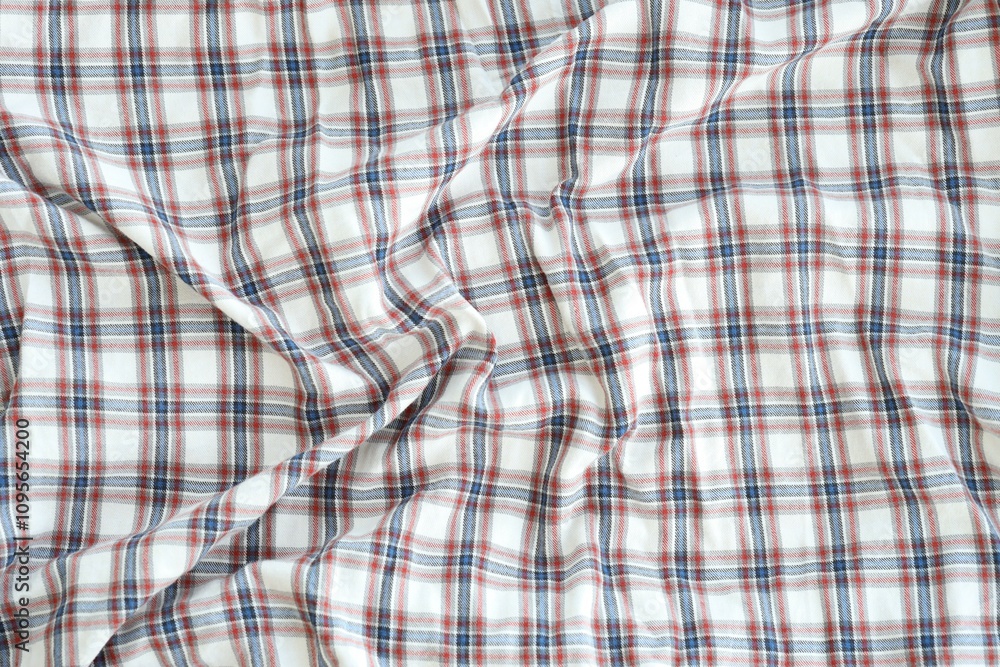 Red and Grey Checkered Fabric Background Texture. Cloth, tapestry or plaid with lot of folds Red and Grey Checkered Fabric Background Texture. Cloth, tapestry or plaid with lot of folds