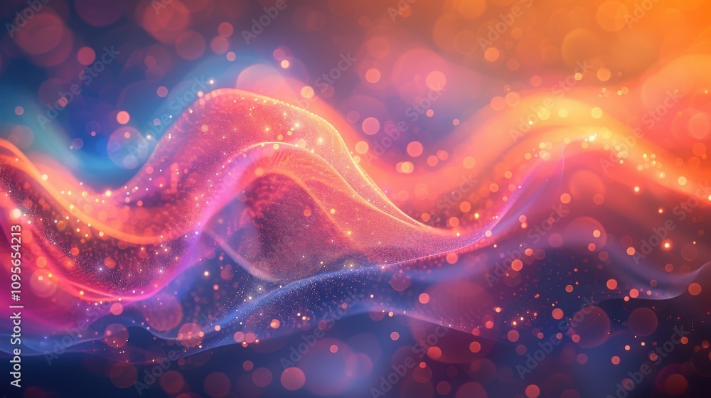 Brightly colored waves of light against a dark background Brightly colored waves of light against a dark background