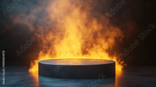 Wallpaper Mural Dark Circular Platform with a Burning Orange Glow Torontodigital.ca