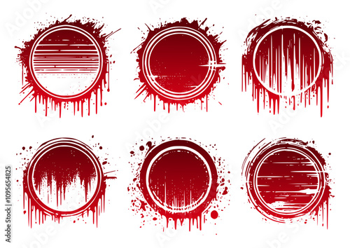 Blood circle dripping set, blood pattern drip, halloween bundle, paint drip, horror collection, bleeding round pack, paint dripping, bloodstain set, red paint splattter set, crime collection