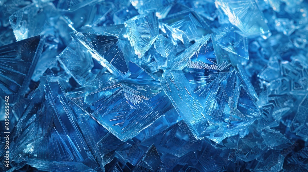 Abstract blue ice crystal reflects nature frozen freshness Abstract blue ice crystal reflects nature frozen freshness