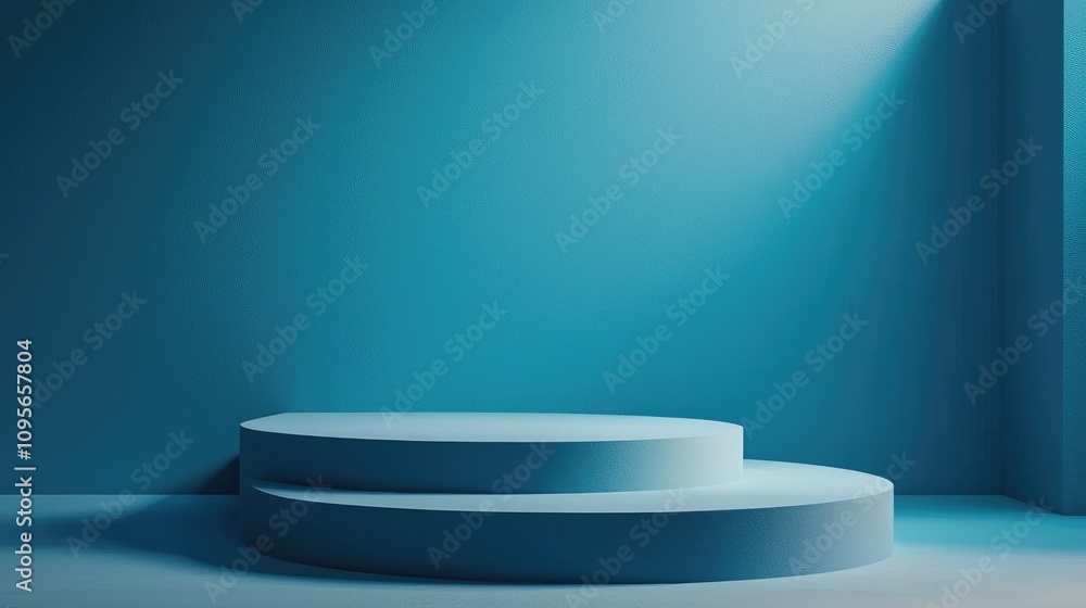 Two-Tiered Circular Platform Against a Teal Wall Two-Tiered Circular Platform Against a Teal Wall