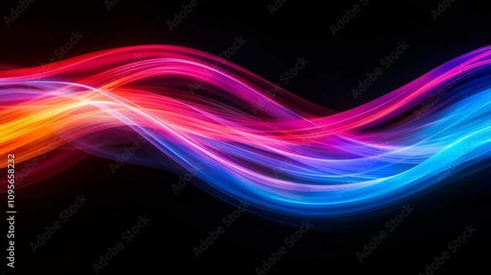 Fototapeta premium Colorful abstract waves on a black background.