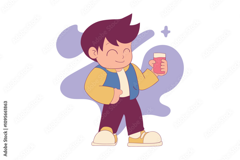 New Year Celebrating Pose Character Vector Illustration New Year Celebrating Pose Character Vector Illustration