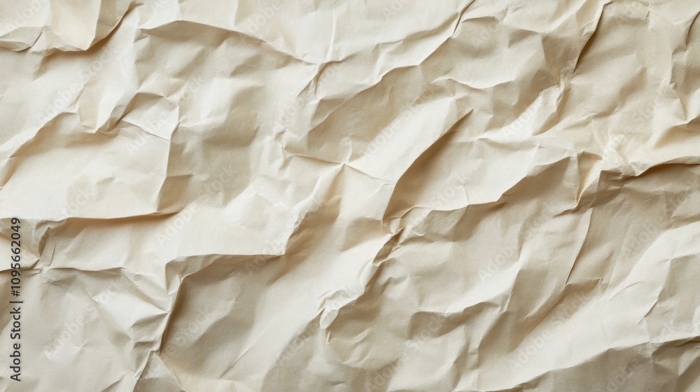 A piece of paper with a lot of wrinkles. It is brown in color. The paper is crumpled and torn A piece of paper with a lot of wrinkles. It is brown in color. The paper is crumpled and torn