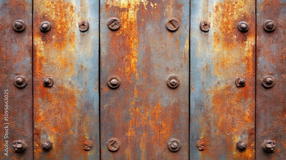 Fototapeta premium Weathered Iron Plating with Rust and Texture