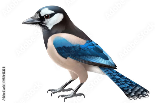 Modern jay bird illustration isolated on transparent background for nature and wildlife digital design projects photo