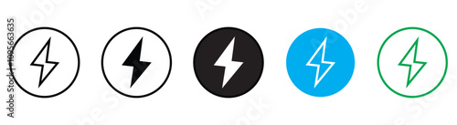 electric lightning power vector icon set, thunder bolt icon set, flash thunder power icon, power icon energy icon sign, vector illustration on transparent background