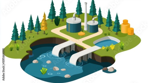 Diagram showing the stages of wastewater treatment, from primary screening to advanced filtration   treatment stages, water purification photo