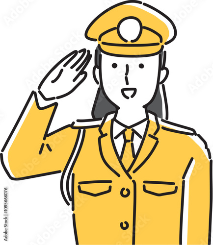 敬礼する女性警備員