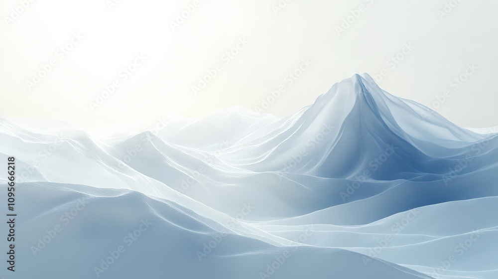 Fototapeta premium Serene Abstract Mountain Landscape in Soft Blue Tones