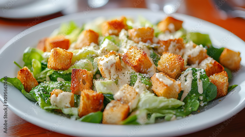Caesar Salad with Croutons and Dressing Caesar Salad with Croutons and Dressing