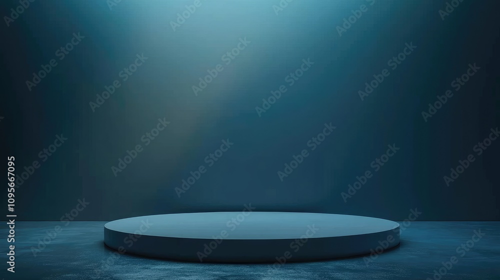 A Circular Platform in a Blue Room with a Spotlight A Circular Platform in a Blue Room with a Spotlight