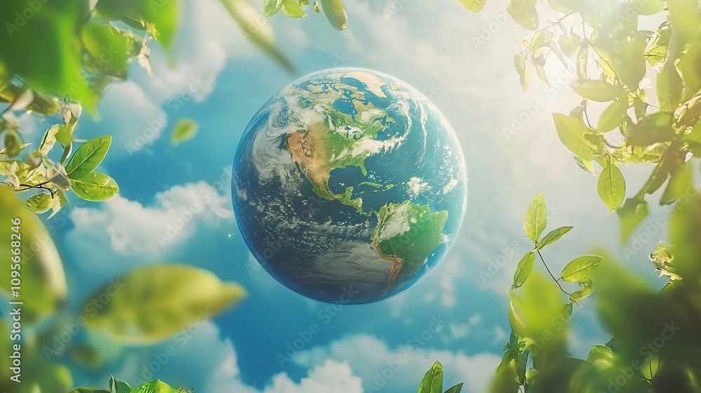 Glowing planet Earth with atmospheric layers and clean futuristic visuals for Eco World Ozone Day concept or environmental protection theme Abstract science and technology background Glowing planet Earth with atmospheric layers and clean futuristic visuals for Eco World Ozone Day concept or environmental protection theme Abstract science and technology background