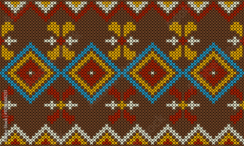 Intricate cross-stitch patterns merging delicate craftsmanship with modern flair. These designs add a handcrafted elegance to clothing, bags, and home decor, making each piece stand out.