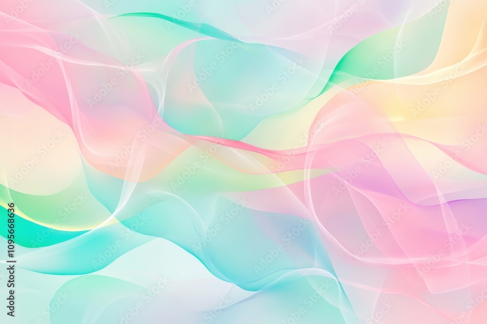Soft abstract pastel fluid waves with blended rainbow hues and ethereal glow Soft abstract pastel fluid waves with blended rainbow hues and ethereal glow