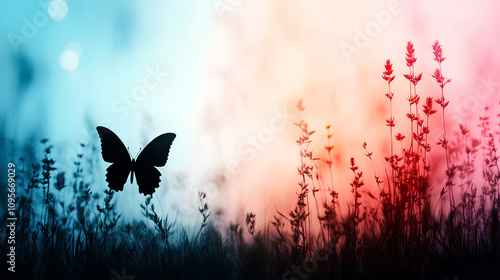 Wallpaper Mural Serene Pastel Meadow with Butterfly in Soft Focus Torontodigital.ca