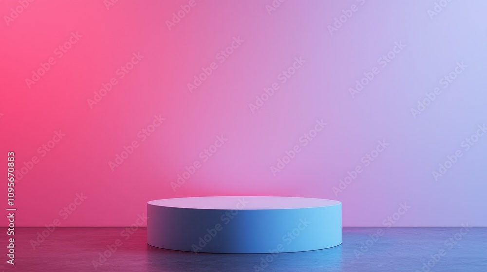 A Single Round Platform with Pink and Purple Gradient Background A Single Round Platform with Pink and Purple Gradient Background