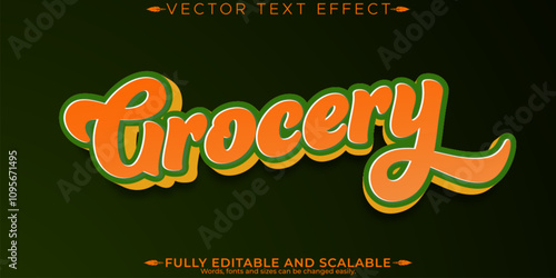 Grocery editable text effect, editable vegetable and food text style
