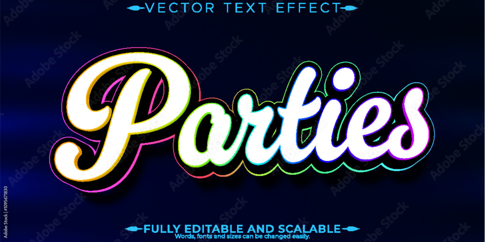 Fototapeta premium Party editable text effect, editable neon and nightlife text style