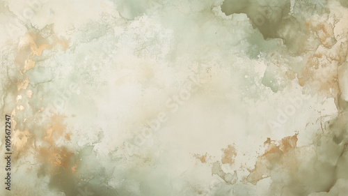  Earthy Green Watercolor Background with Bronze Veins and Shimmer