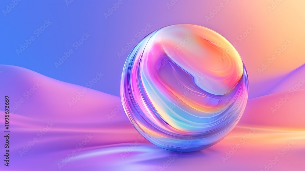 Obraz premium Vibrant and surreal depicting a protective globe with soft color gradients representing the concept of ozone preservation and environmental sustainability