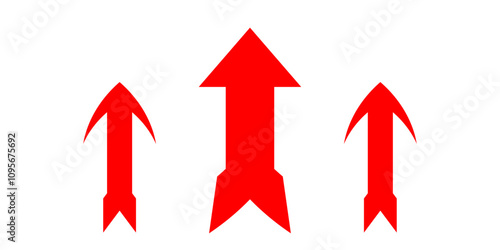 Free Download arrows red icon isolated on white backgroun. set of three ( 3 ) arrow up sign. - GFXLoad