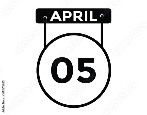 5 April calendar vector. Flat vector daily calendar icon. calendar icon vector.5 April Calendar Day or Calendar Date for Deadlines or Appointment 