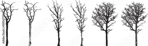 Vector Silhouette Collection: Clean and Bold Designs Collection of dead tree isolated white background