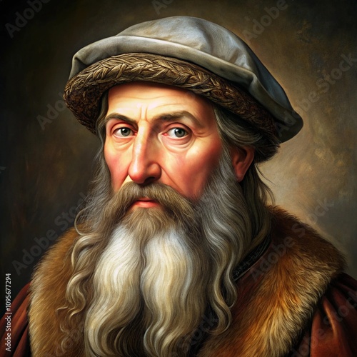 Realistic Portrait of Johannes Gutenberg