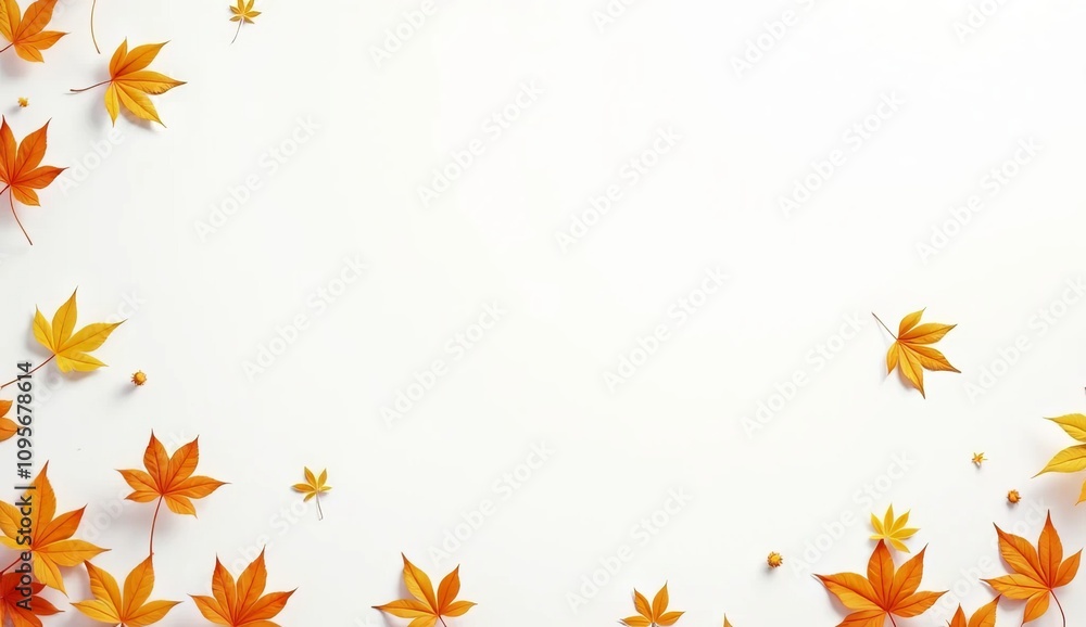 Border frame of autumn leaves isolated on white Border frame of autumn leaves isolated on white