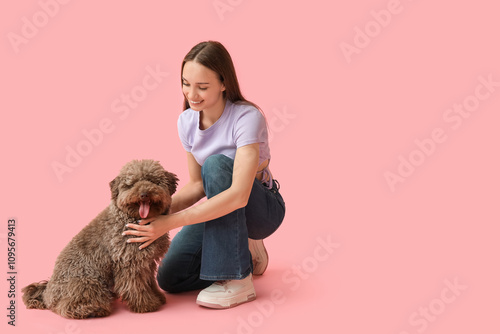 Young woman with cute brown...
