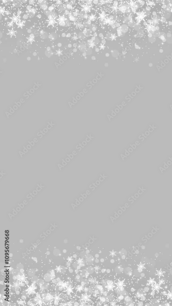 Silver Christmas background with glittering white particles and snow flakes. Silver Christmas background with glittering white particles and snow flakes.