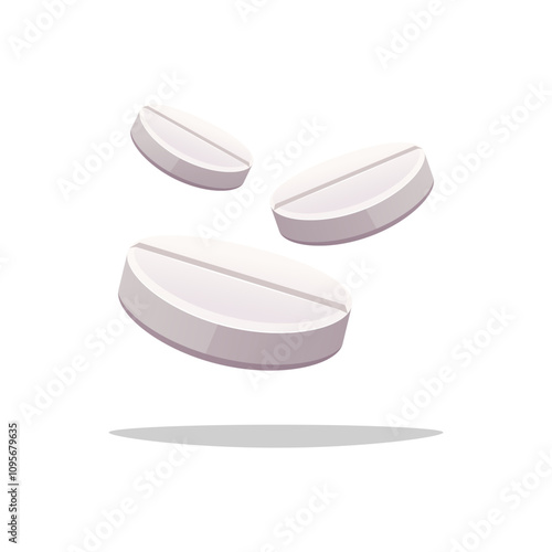 White pill vector isolated on white background.