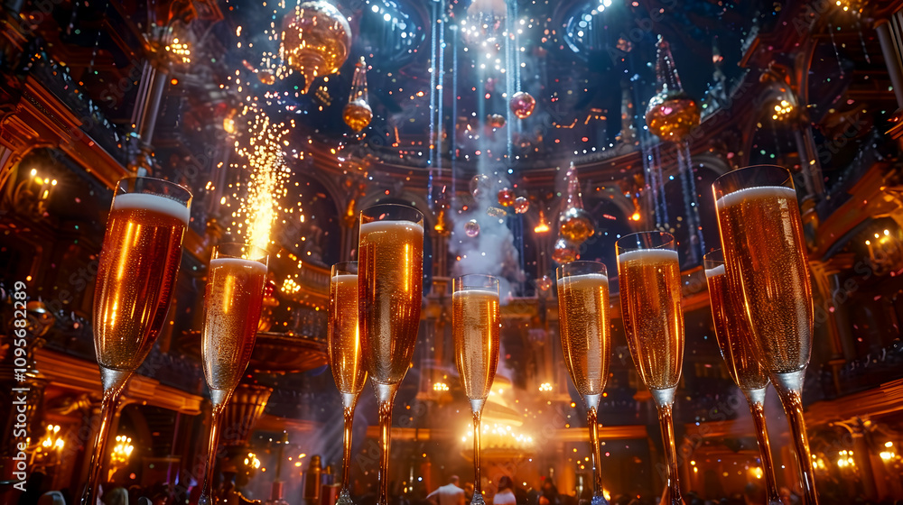 New Year's Eve Celebration with Sparkling Drinks New Year's Eve Celebration with Sparkling Drinks