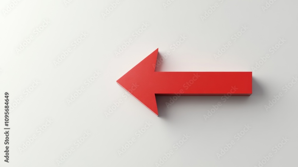 Red arrow pointing left on white background. Red arrow pointing left on white background.